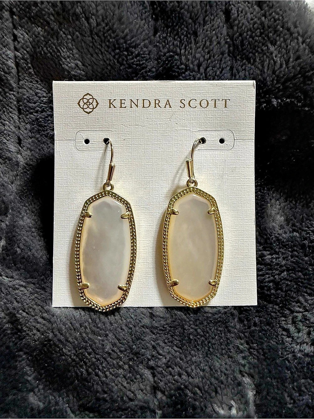 Kendra Scott Elle Drop Earrings Oval Drop Earrings in Gold & White NWT